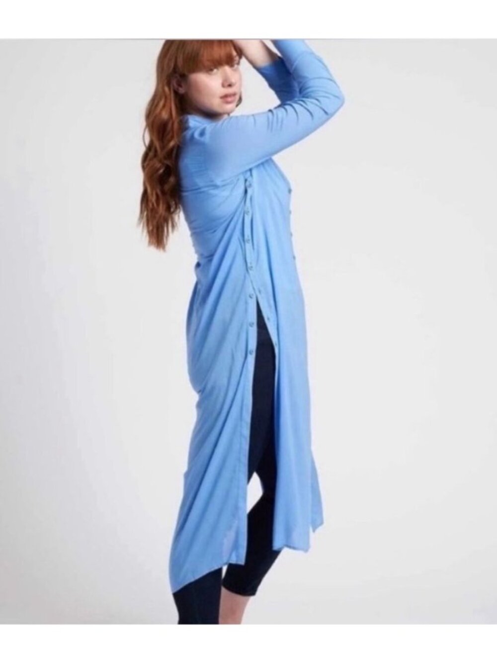 UNIVERSAL STANDARD nailah button down tunic in blue size 2XS or US 6-8